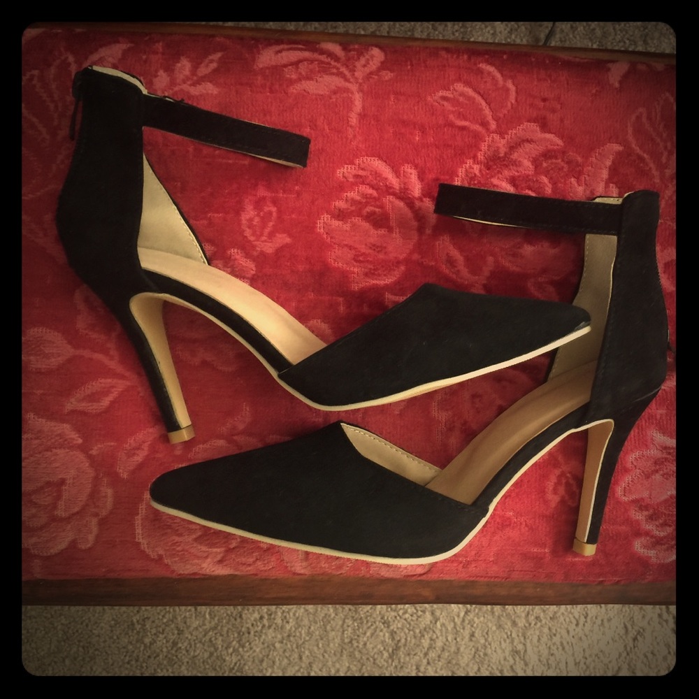 Classic black heels with ankle strap