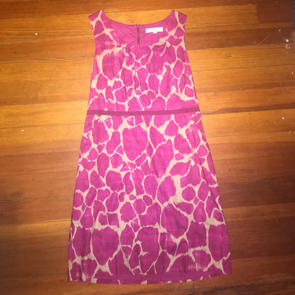LOFT Pink Animal Print Dress Worn Once