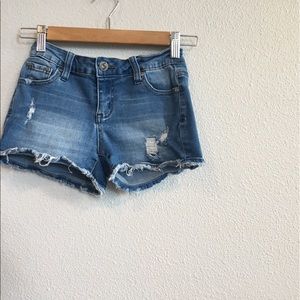 Distressed jean shorts