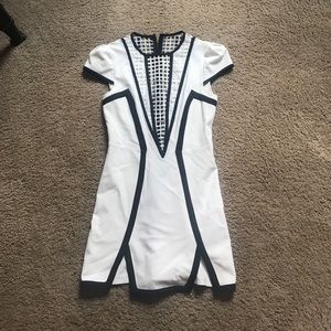 Finders Keepers white/black caged mini dress