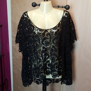 Black crochet lace crop top