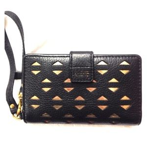 Fossil Black w/Gold Diamond Clutch Wallet