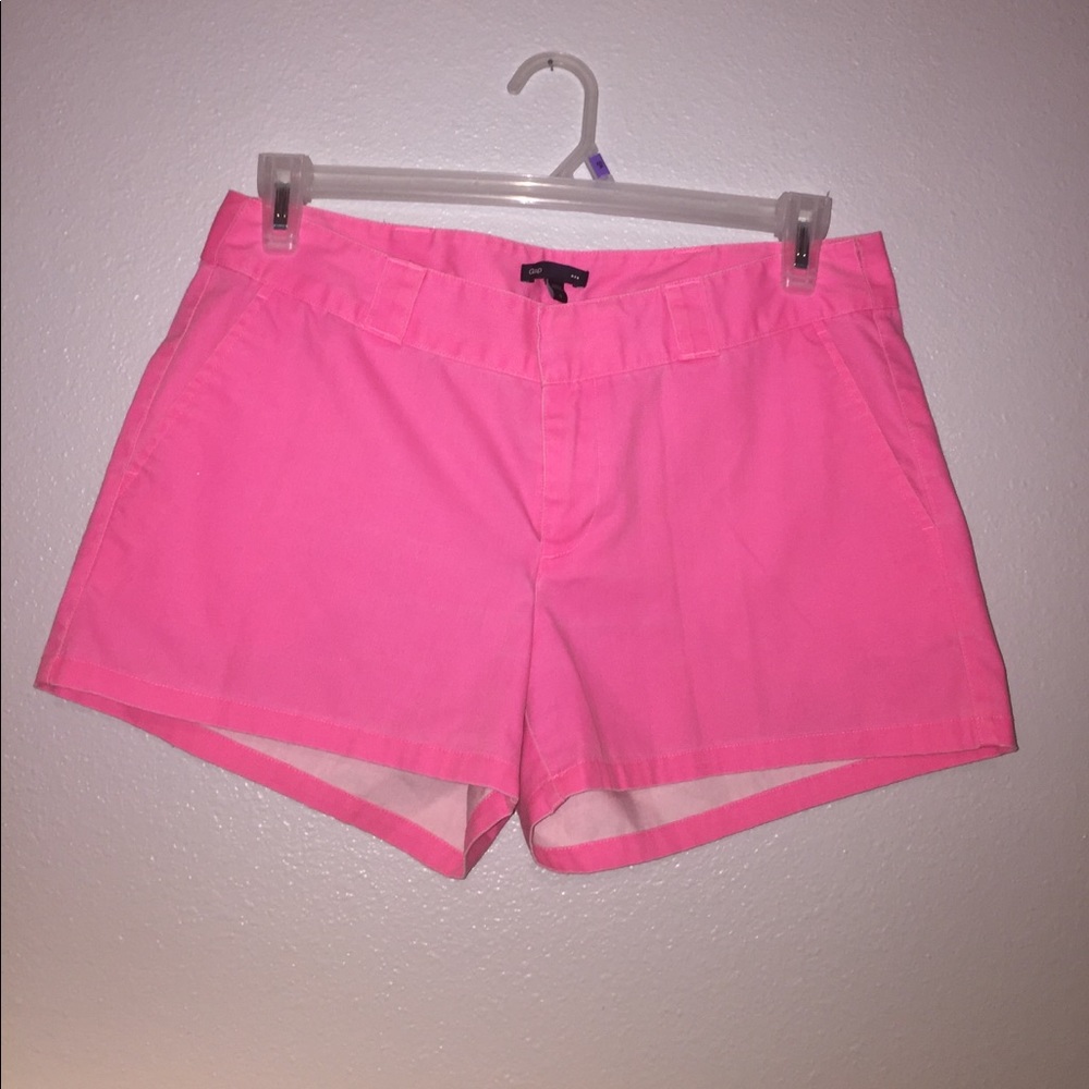 Hot pink dress shorts.