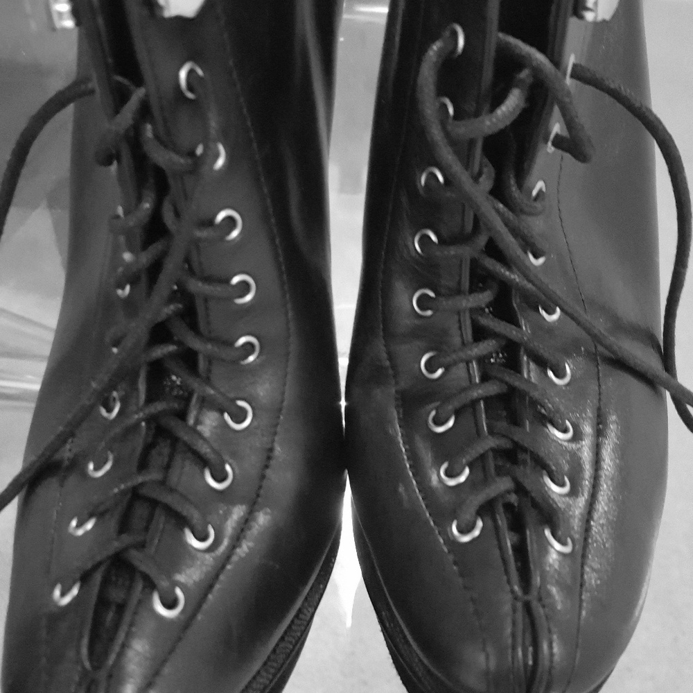 Black leather Ann Taylor platform booties