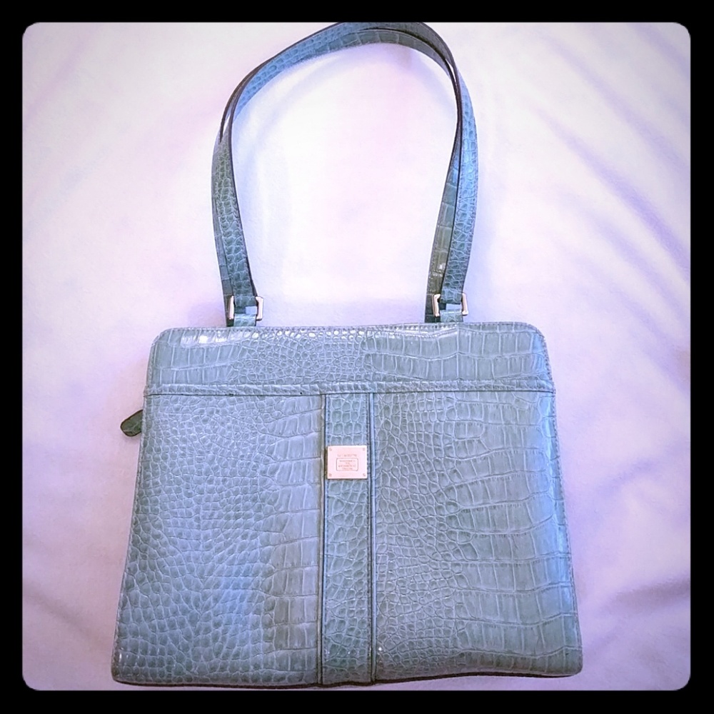 Aqua crocodile tote purse
