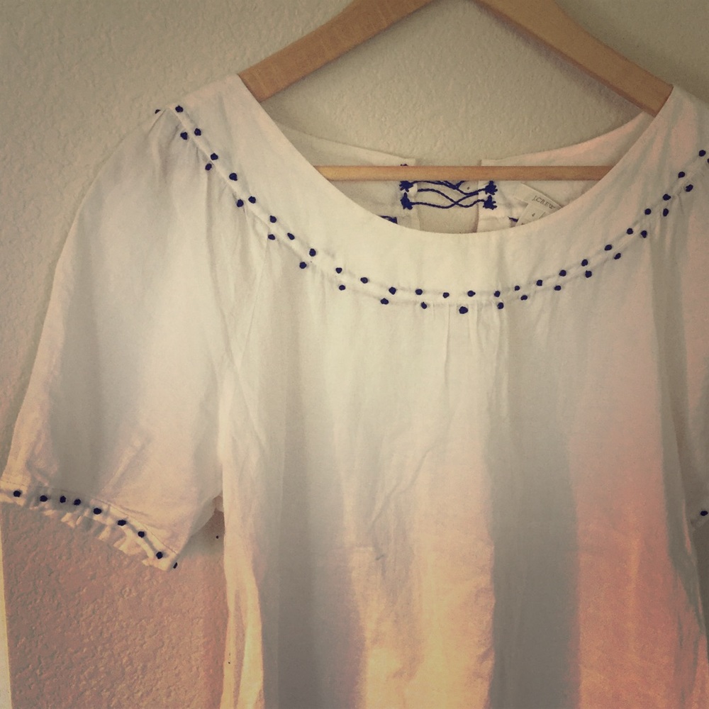 J Crew Cute Ivory Beaded Blouse Black Beads 4