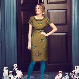 Boden // Roll Collar Dress Birds