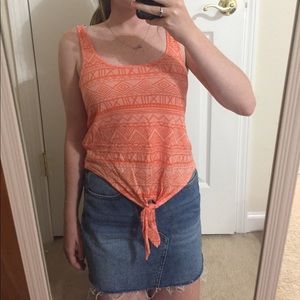 orange tribal tank top