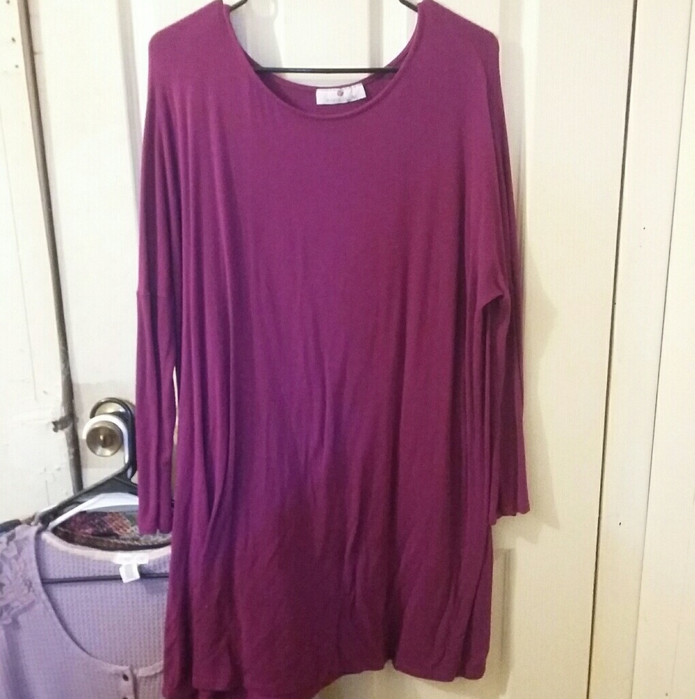 White plum long tee/leggings tee/mini dress