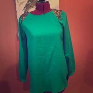 Green sequin tunic