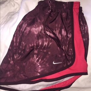 Maroon/Pink tye dye nike dri-fit shorts