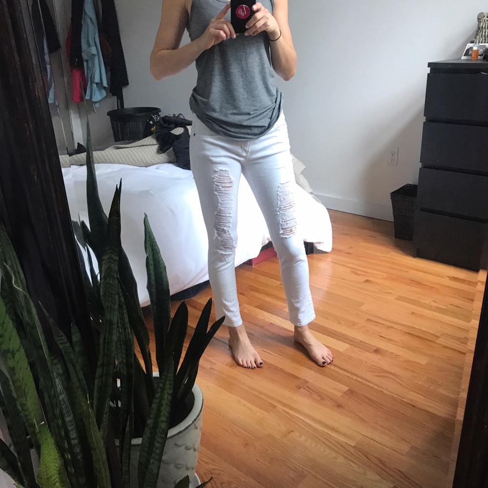 White ripped jeans