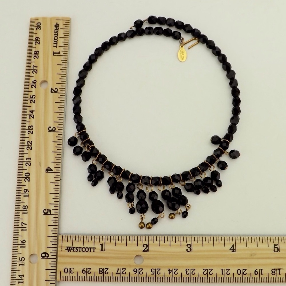 vintage choker necklace black jet copper dangles - Picture 5 of 7