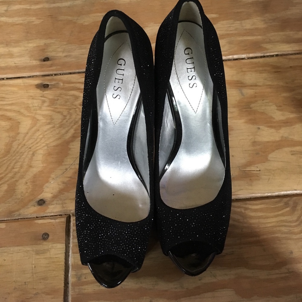 Sparkly Guess peep toe heels