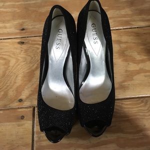Sparkly Guess peep toe heels