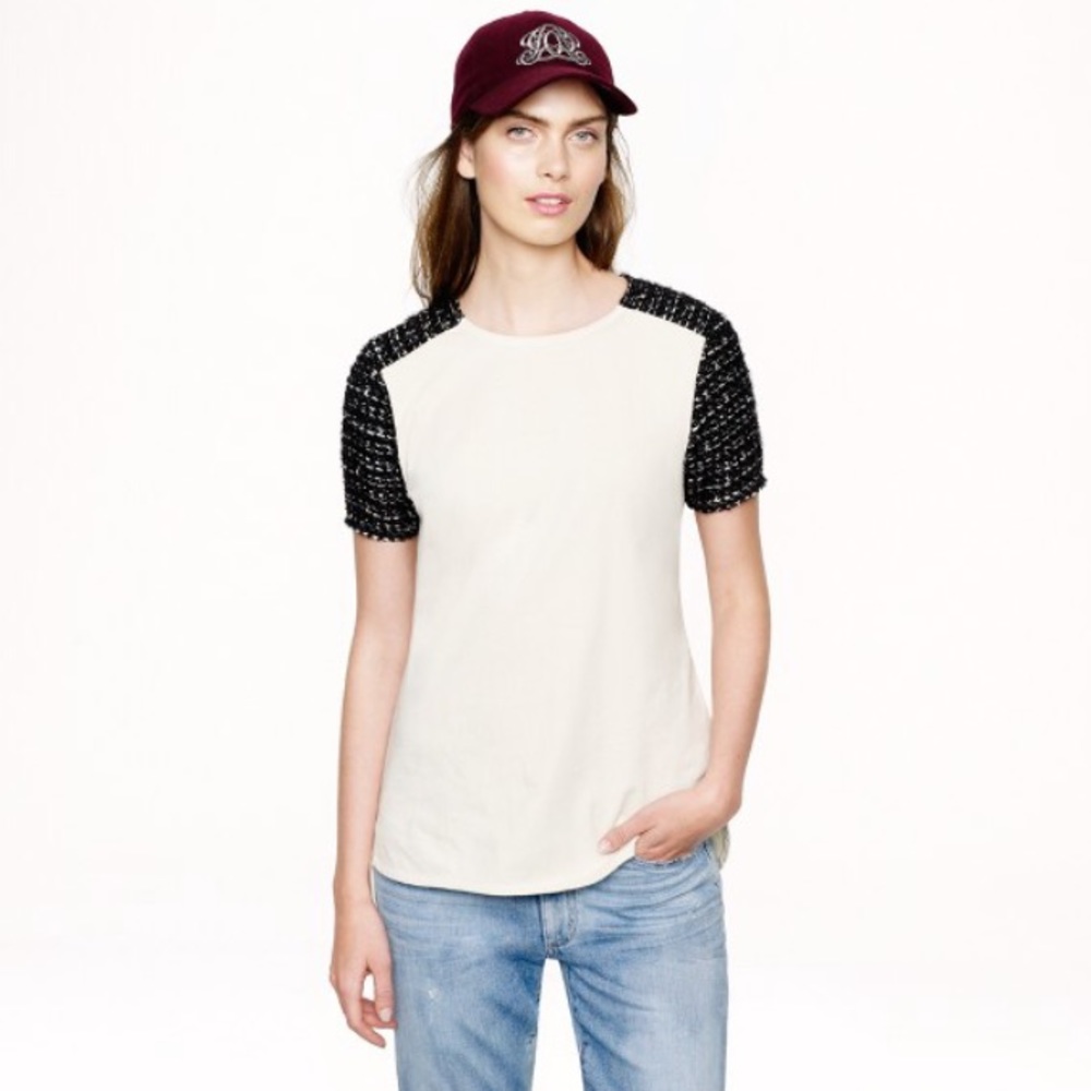 J. Crew Tweed Sleeve Top