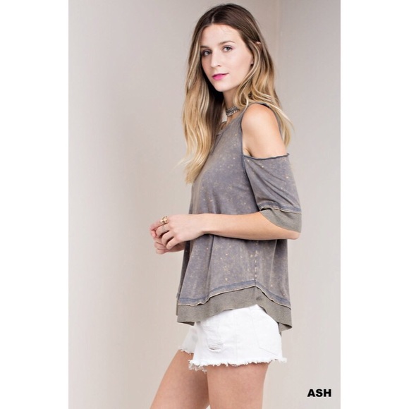 Ash Cold Shoulder Washed Top - Picture 5 of 7