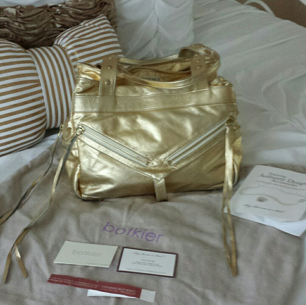 Botkier trigger gold champagne satchel handbag