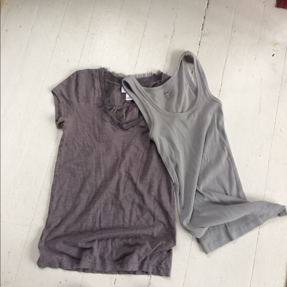 Two gray shirts - gap tank and loft tee