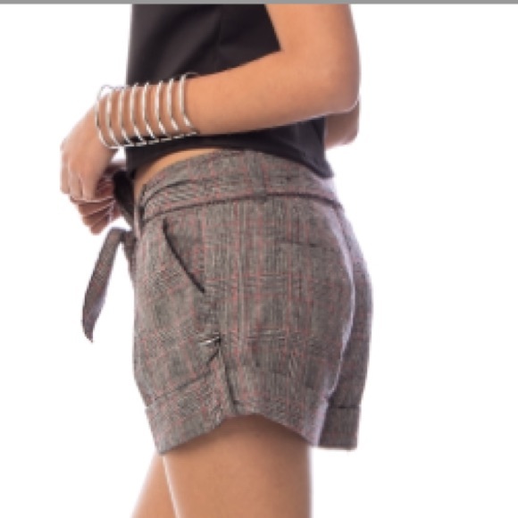 Brown Pinstripe Cuffed Wool Shorts - Picture 3 of 5