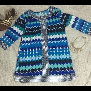 Never worn Shift Dress with Geometric Print.