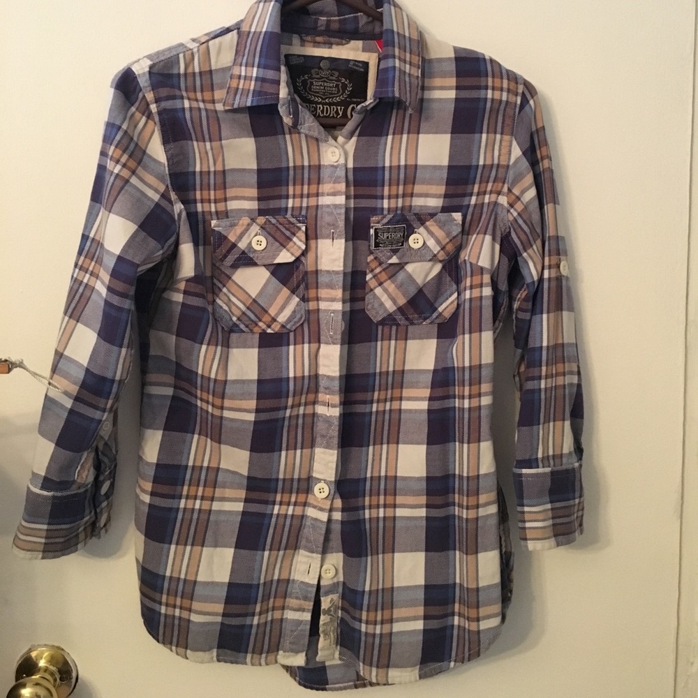 Superdry medium flannel 3/4 sleeve length