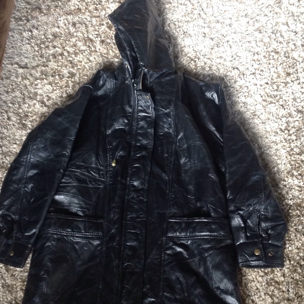 Leather Coat w/ detachable hood