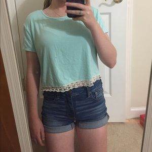 mint green crop top