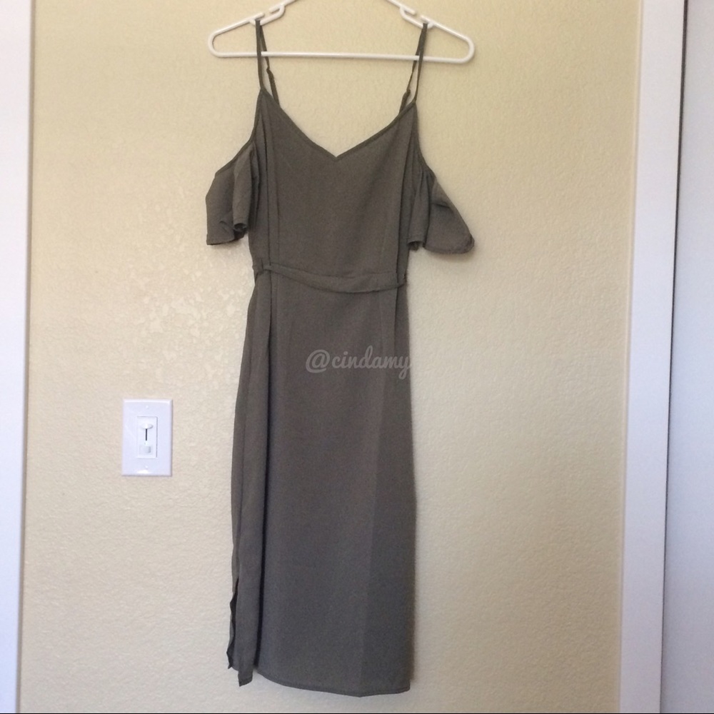 Cotton on olive cold shoulder dress