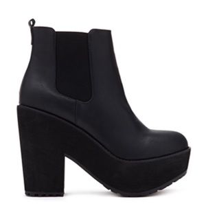 Thick Black Platform Wedge Booties