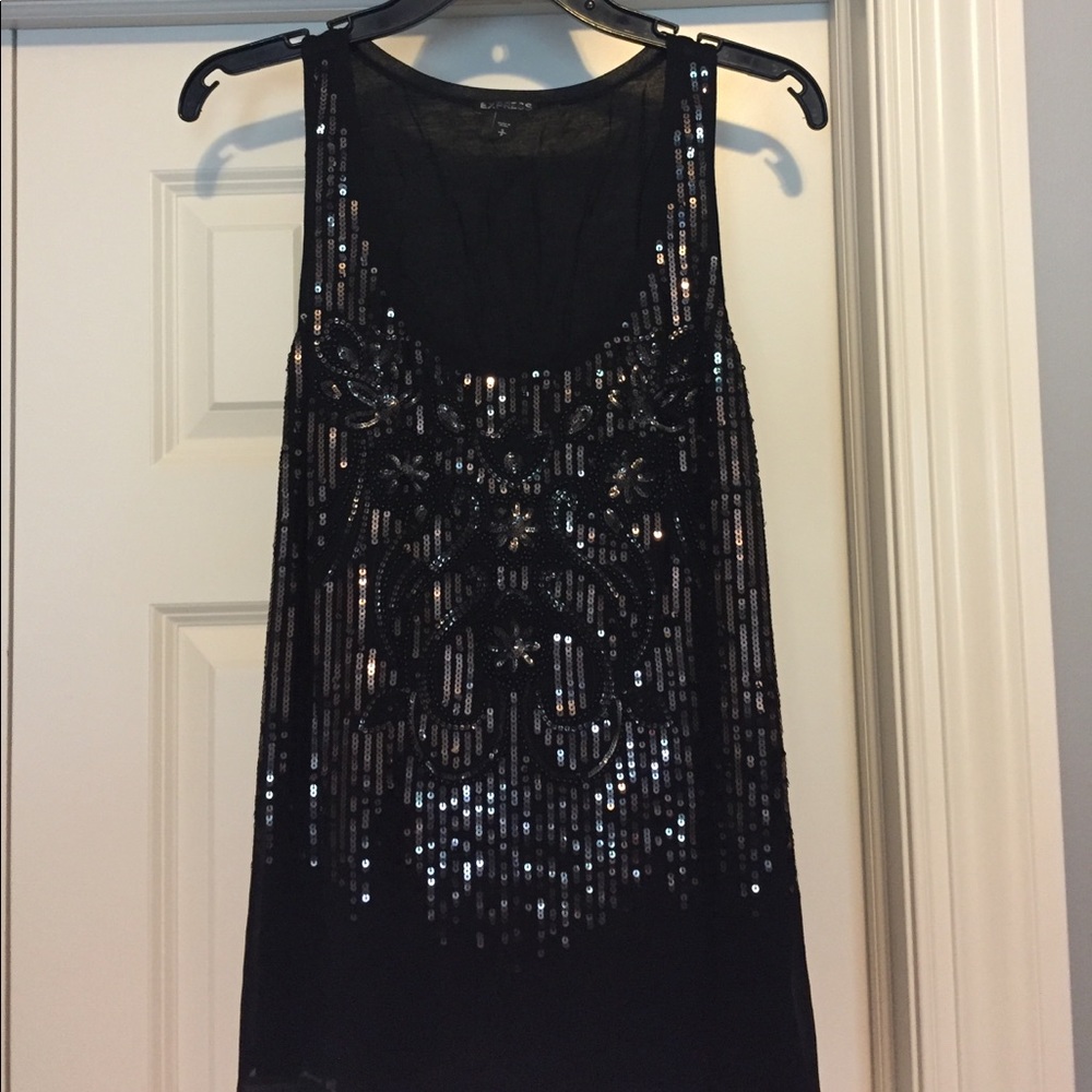Black sequin tank