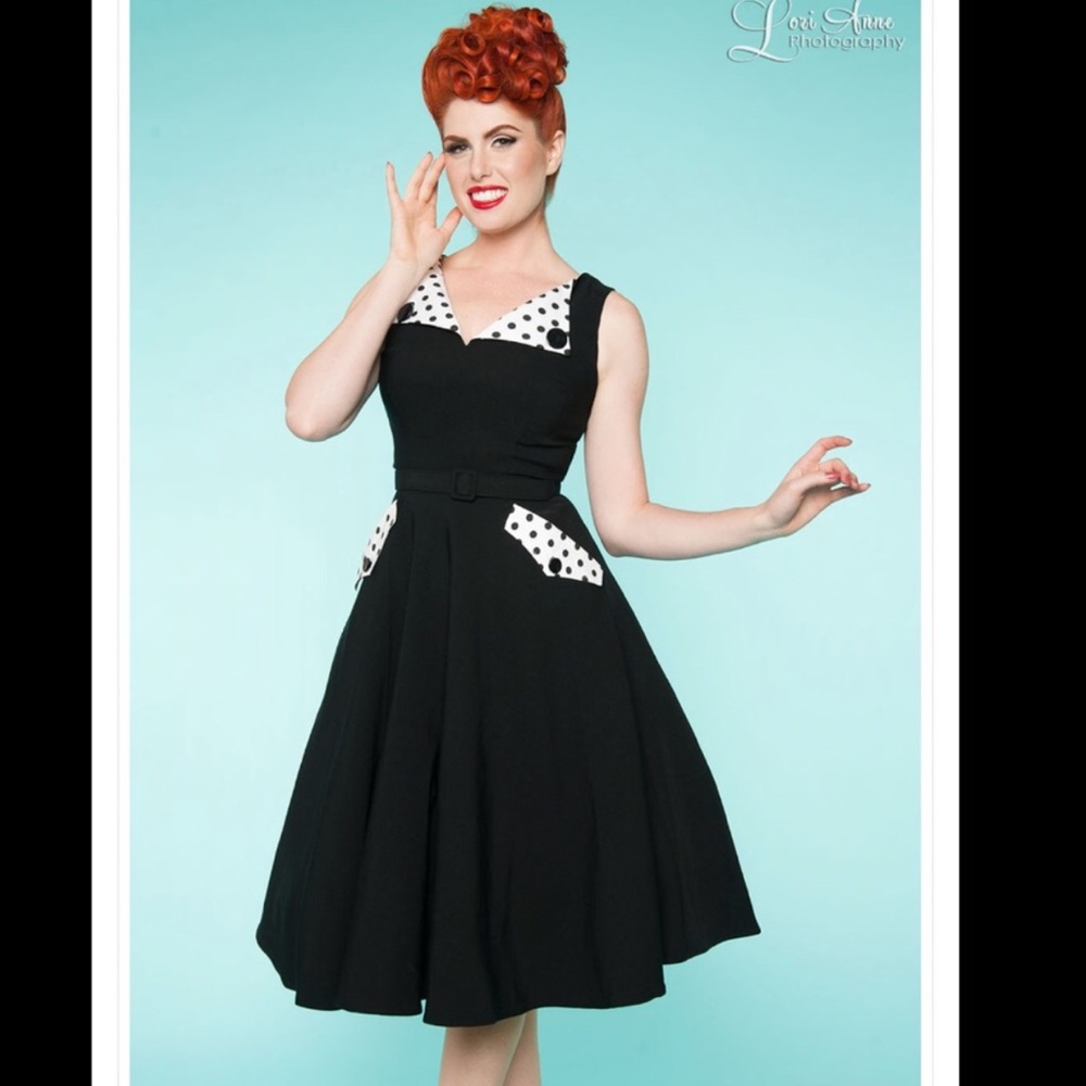 Bettie Page vintage inspired black dress