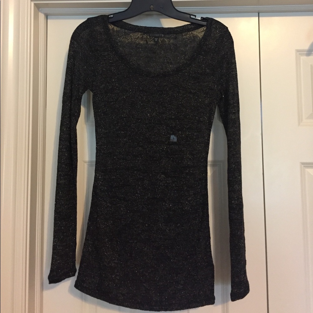 NWOT black and gold semi-sheer tee