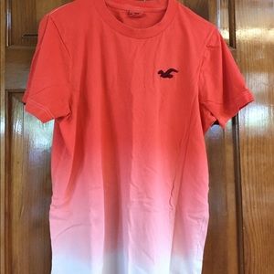 Hollister orange and white tee shirt