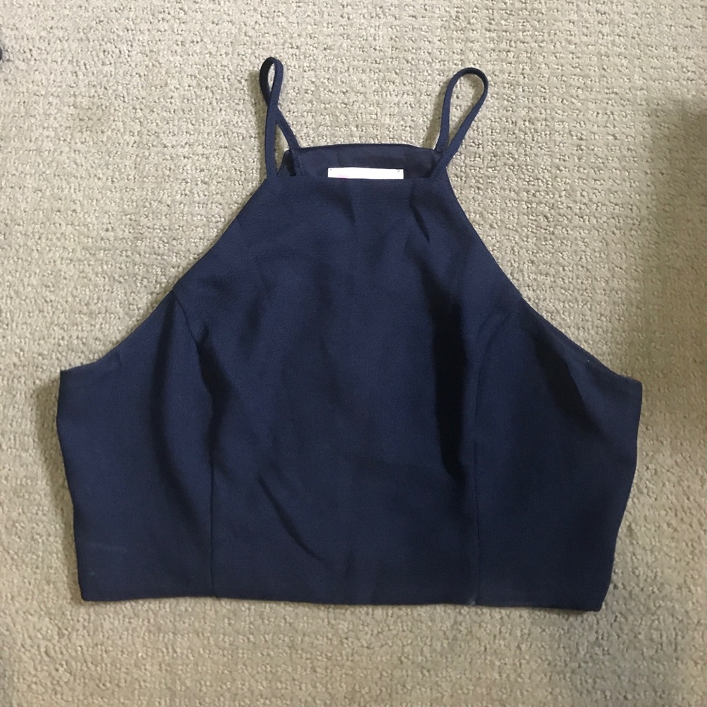 blue/navy crop top