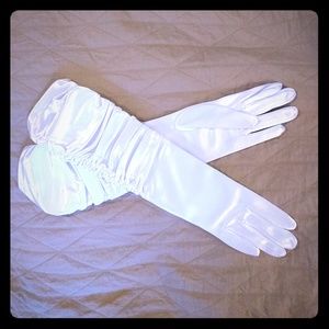 White sateen gloves