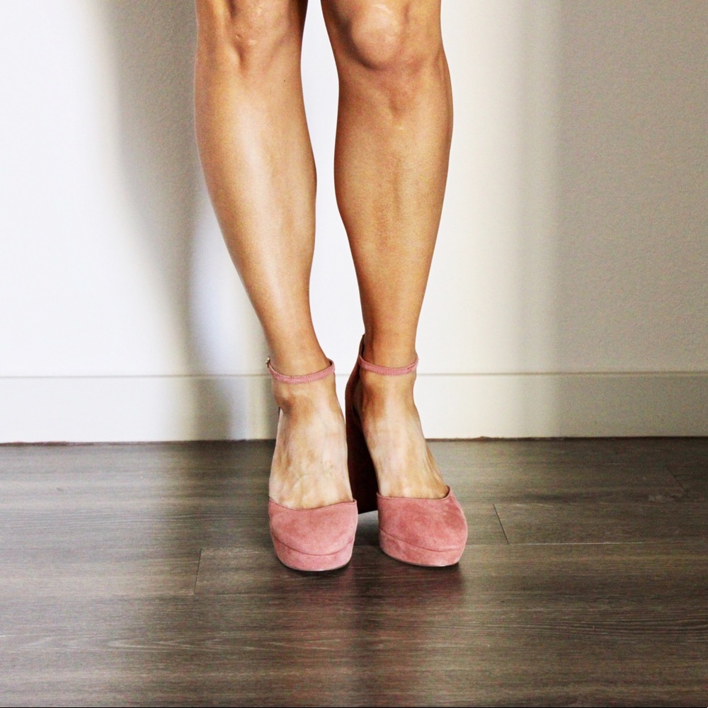 Pink Platform Banana Republic Ankle Strapped Heels