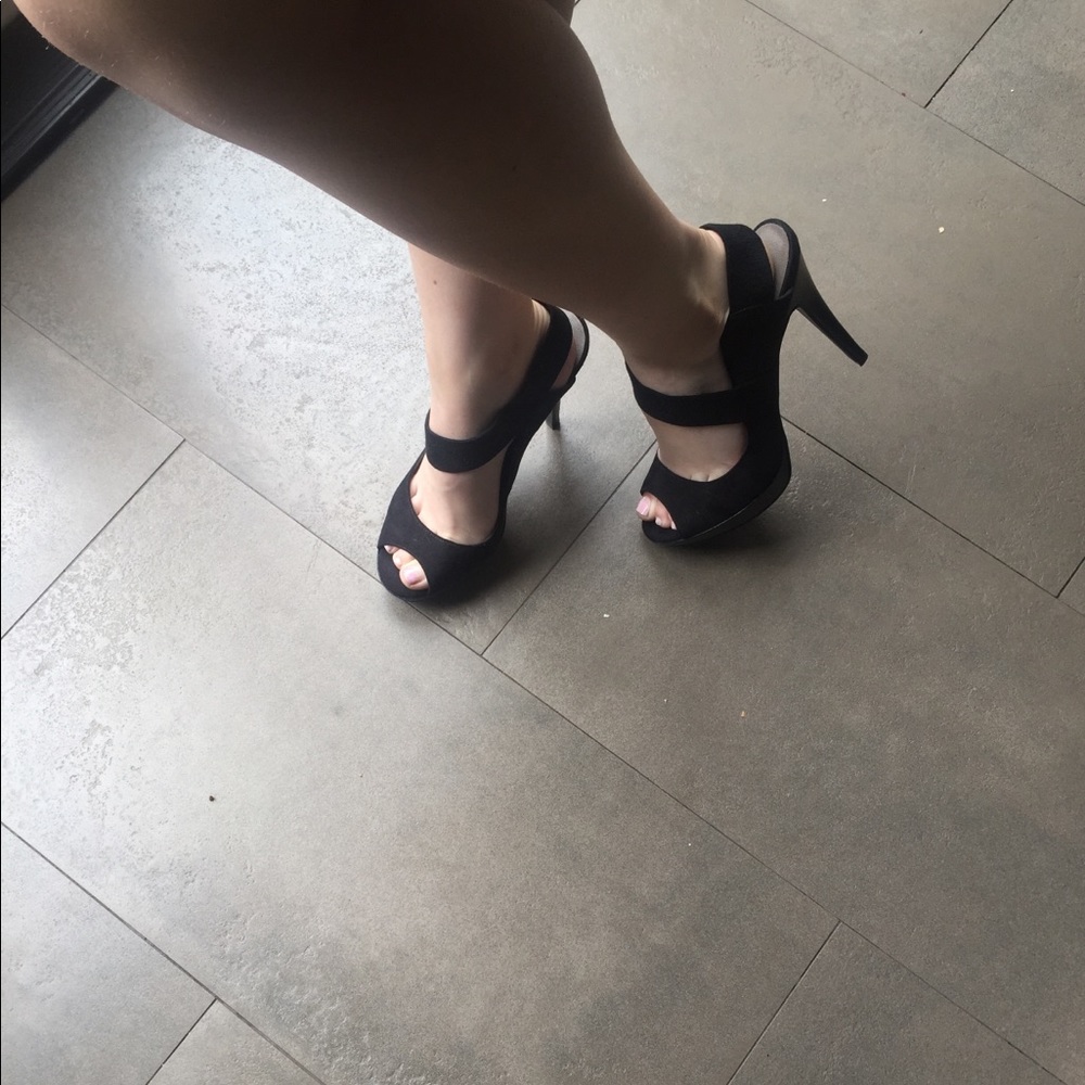 Suede Peep toe stiletto heel