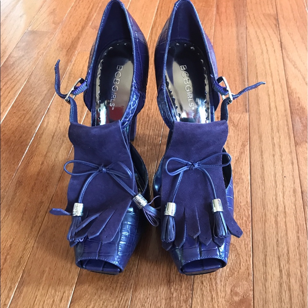 BCBG-Malaya Croc Peep Toe Pumps