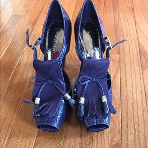 BCBG-Malaya Croc Peep Toe Pumps