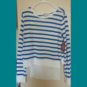 Blue/white stripes sweater shirt