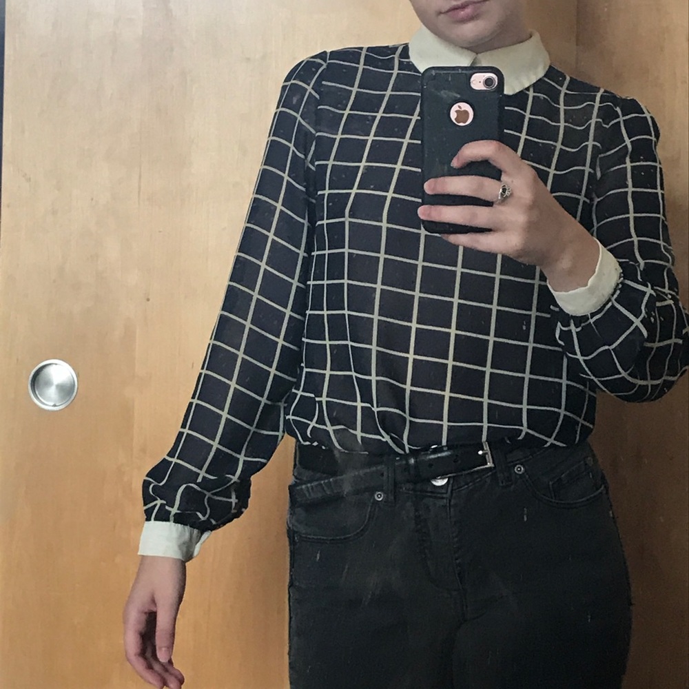 sheer patterned blouse