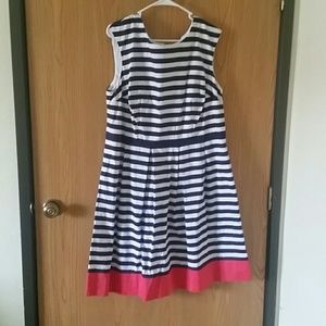 Navy Blue and Hot Pink Striped Dress