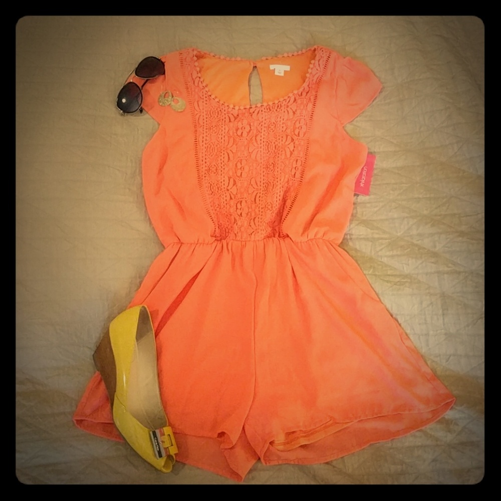 Gorgeous Coral Lacy romper