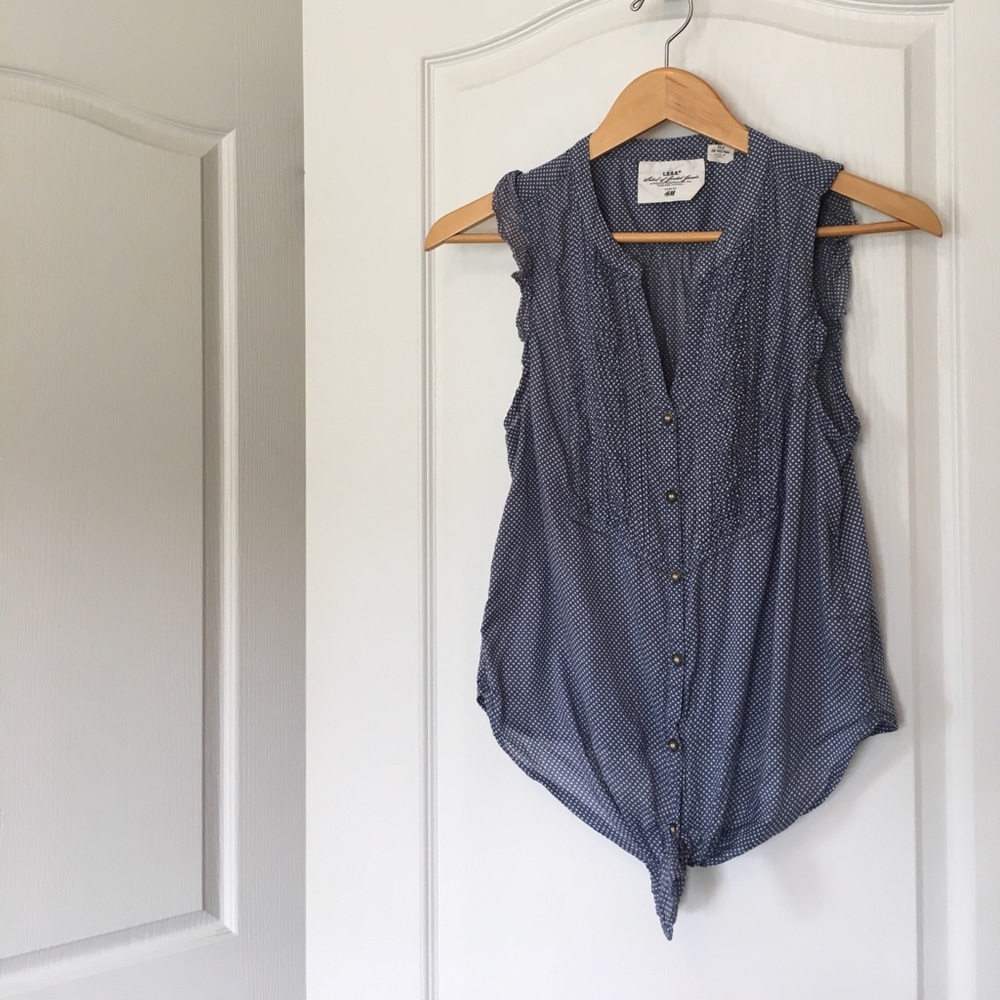 polka dot sleeveless button down