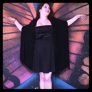 Silky Black Bow Back Short Strapless Summer dress