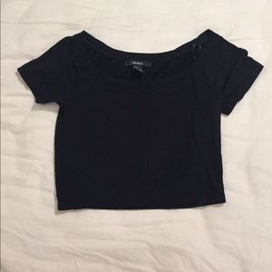 black fitted crop top