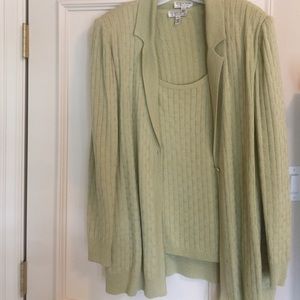 Long cardigan sweater set &sleeveless tank