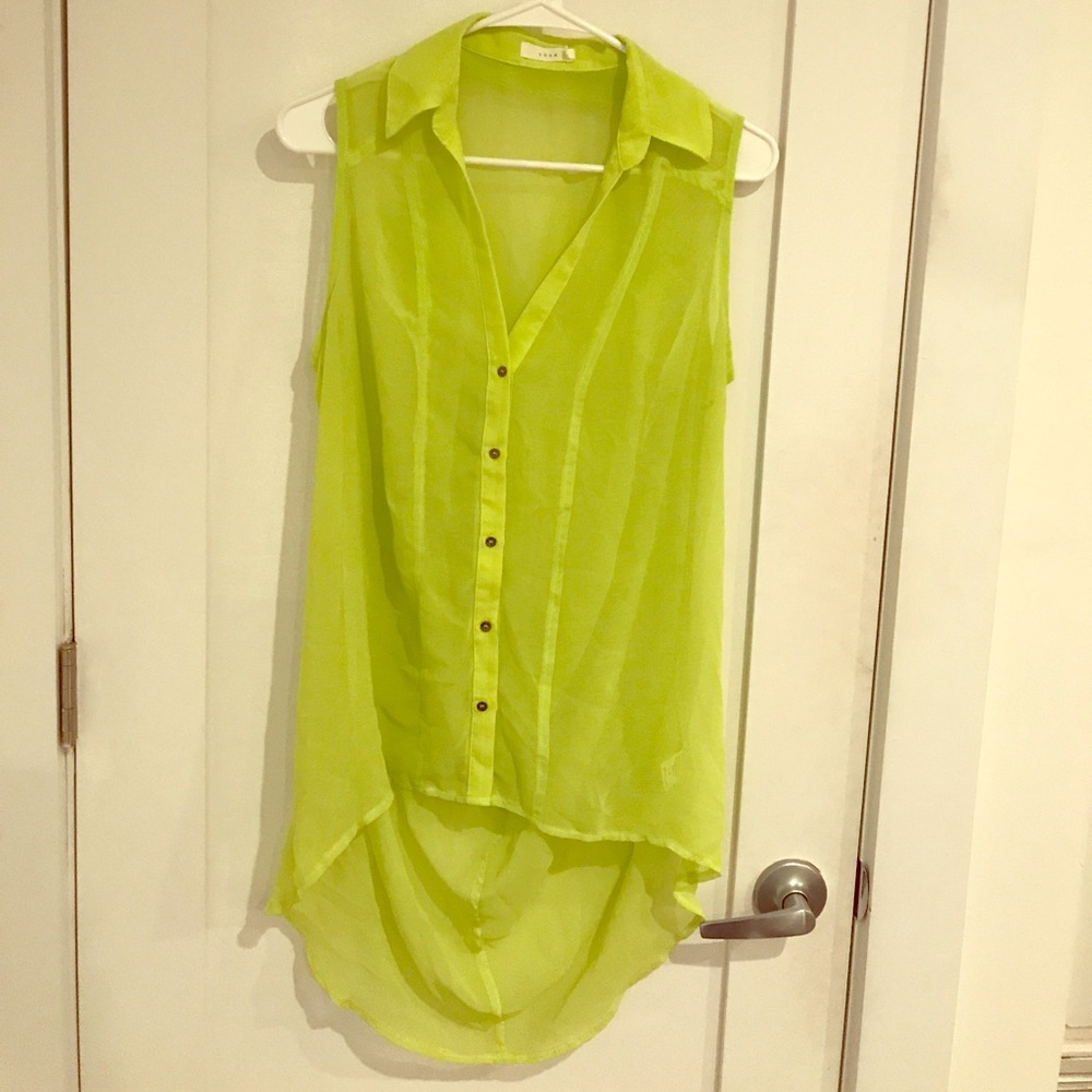 Sleeveless neon blouse