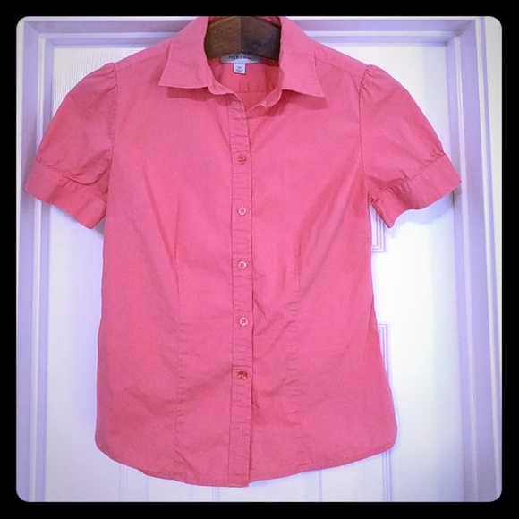 Coral short sleeve button up blouse - Picture 1 of 2